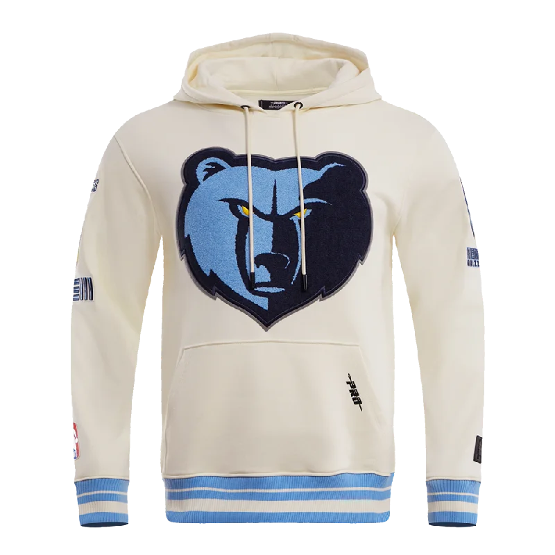 NBA MEMPHIS GRIZZLIES RETRO CLASSIC MEN'S PO HOODIE (EGGSHELL/UNIVERSAL BLUE)