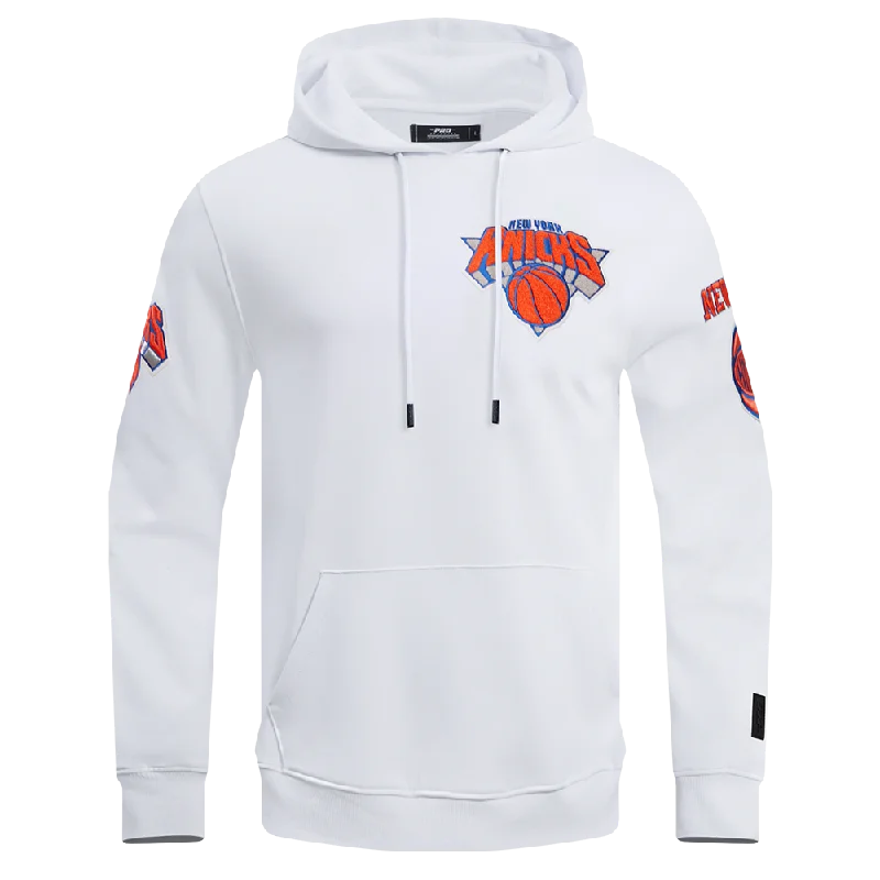 NBA NEW YORK KNICKS CLASSIC CHENILLE MEN'S PO HOODIE (WHITE)