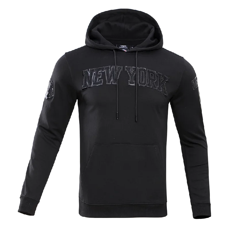 NBA NEW YORK KNICKS TRIPLE BLACK MEN'S FZ PO HOODIE (BLACK)