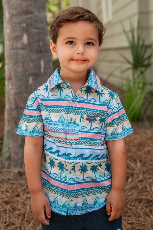 Youth Performance Button Up - Palms and Fins