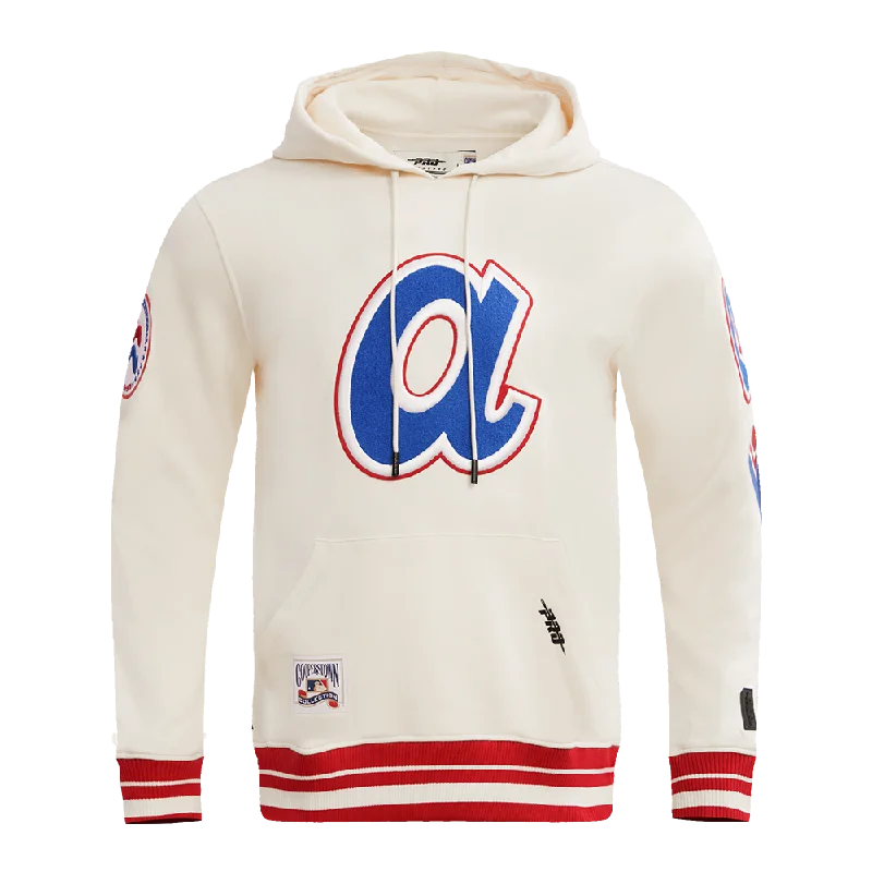 MLB ATLANTA BRAVES RETRO CLASSIC MEN'S PO HOODIE (EGGSHELL/RED)