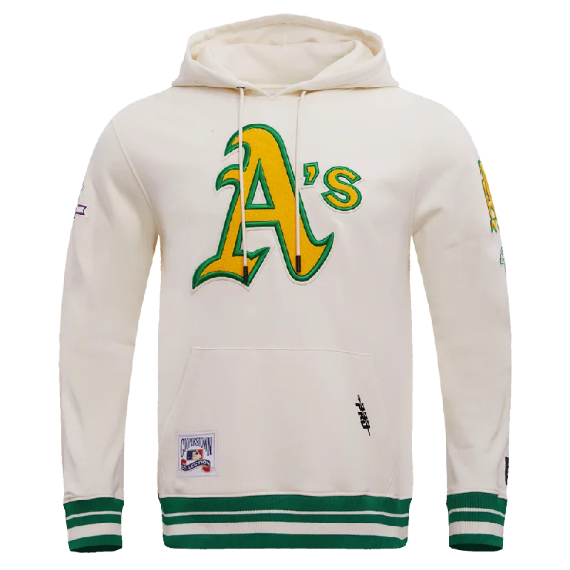 MLB OAKLAND ATHLETICS RETRO CLASSIC MEN'S PO HOODIE (EGGSHELL/ KELLY GREEN)