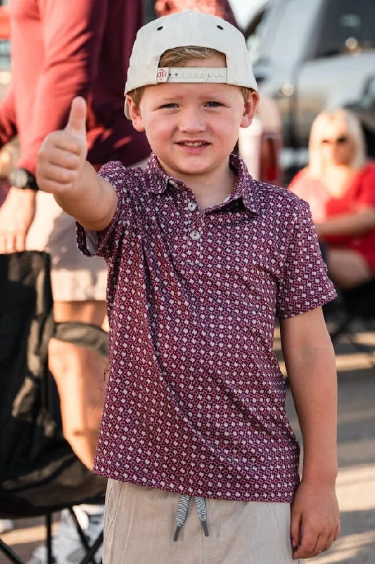 Youth Polo - Texas - Maroon & Grey