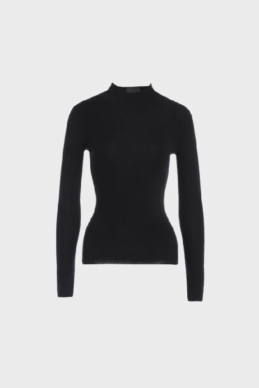 Fitted Mock-Neck Sweater (White Worsted Cashmere Staple)