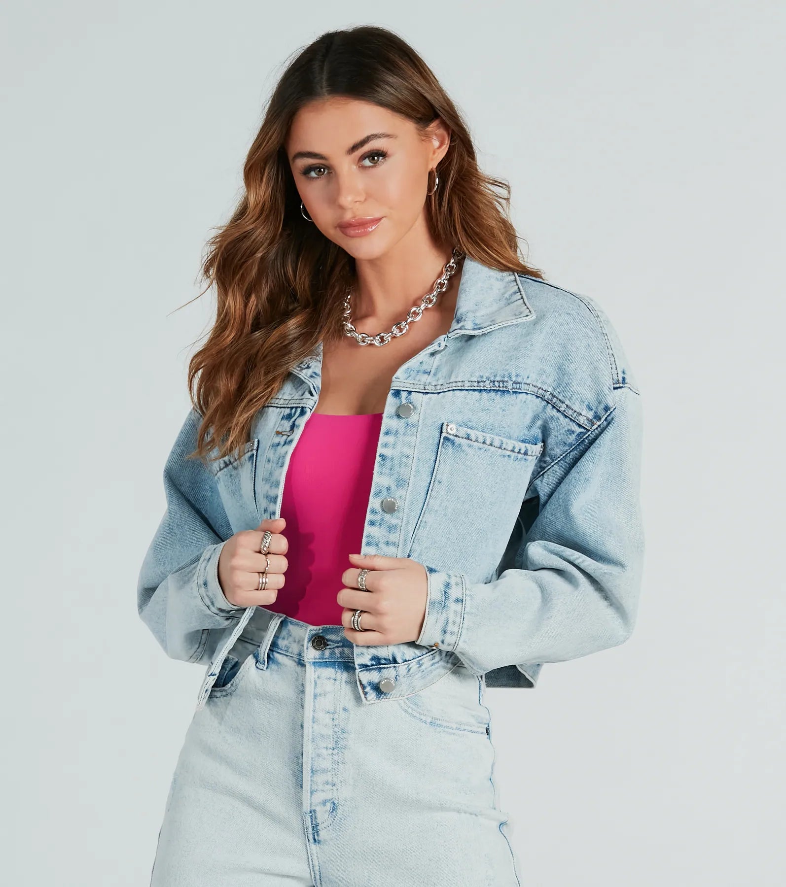 Don't Waist Time Crop Denim Jacket