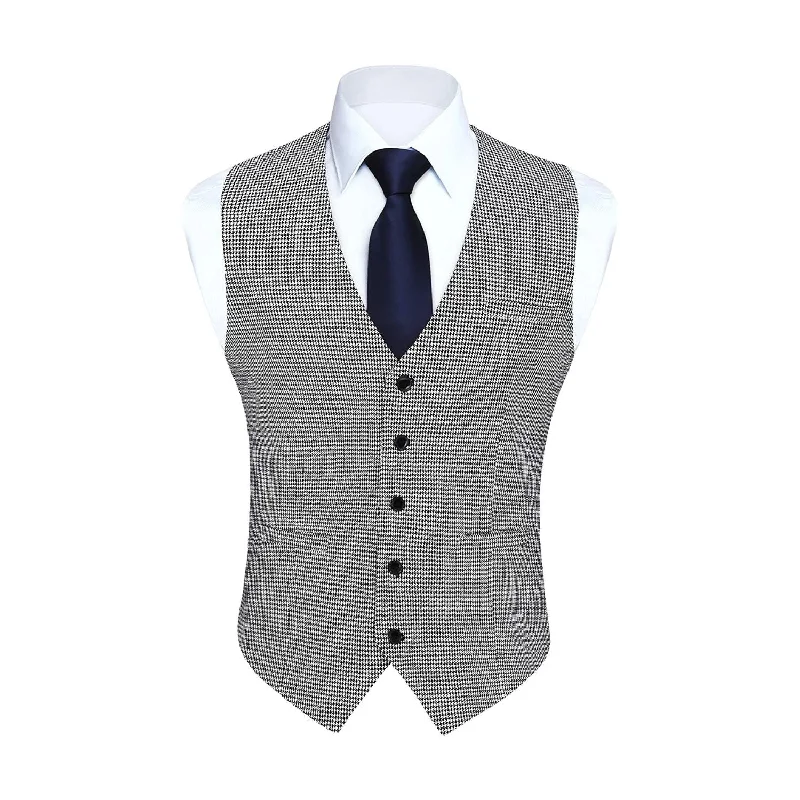 Plaid Slim Suit Vest - GREY-HOUNDSTOOTH