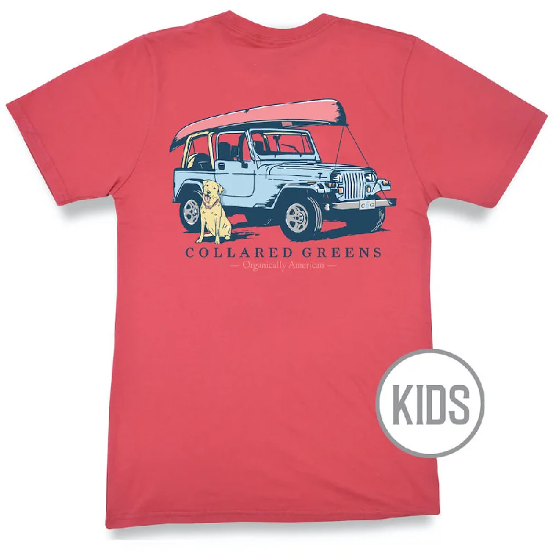 Jeep Dog: Kid's Short Sleeve T-Shirt - Coral