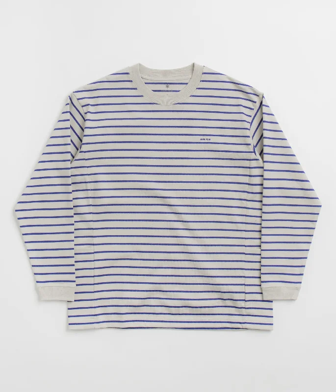 Snow Peak Border Long Sleeve T-Shirt - White / Blue