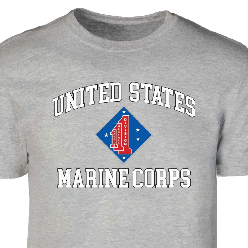 1st Battalion 1st Marines USMC  Patch Graphic T-shirt