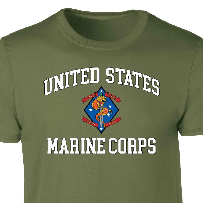 1st Battalion 4th Marines USMC  Patch Graphic T-shirt