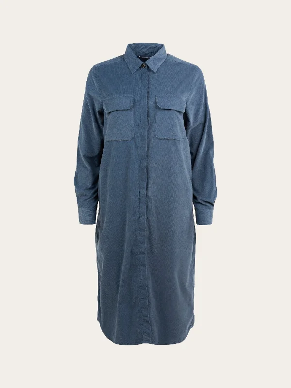 Corduroy shirt dress - China Blue