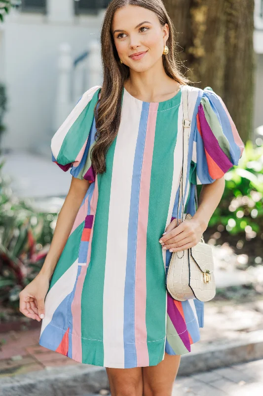 A Moment In Time Denim Blue Striped Dress