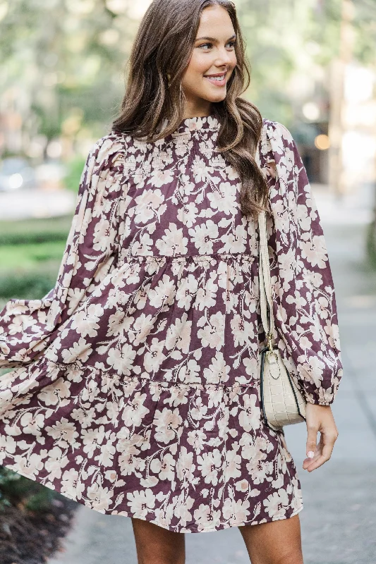 Be Your Best Brown Floral Babydoll Dress