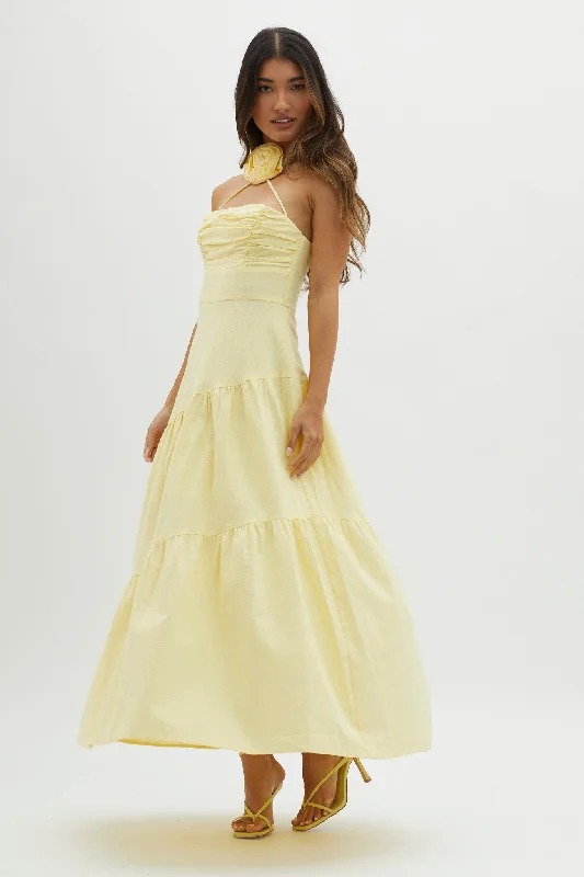 Bondi Rose Decoration Maxi Dress Lemon