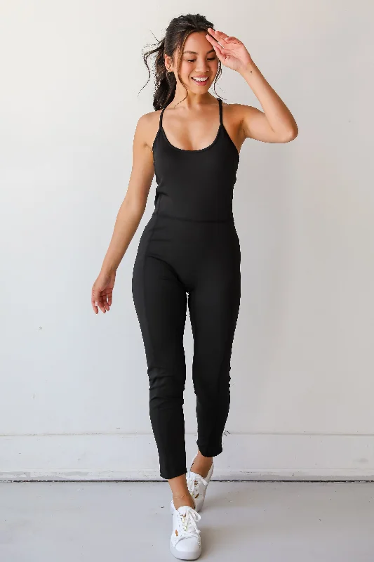 FINAL SALE - Chic Leisure Black Bodycon Tank Jumpsuit