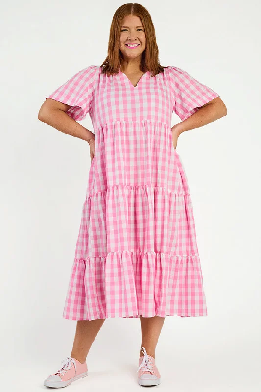 Clara Pink Gingham Dress