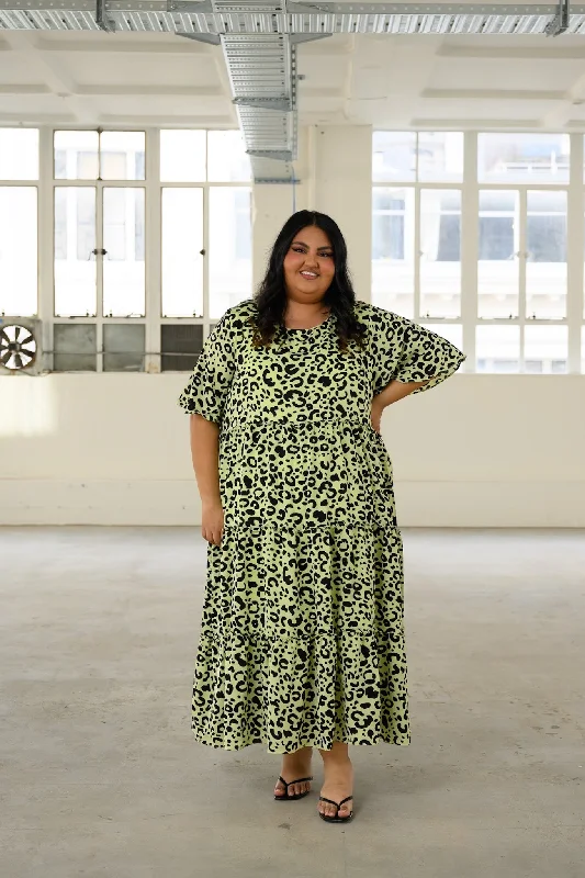 Elizabeth Dress - Neon animal maxi