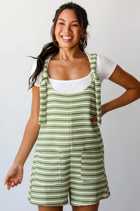 FINAL SALE - Enhanced Style Green Striped Romper