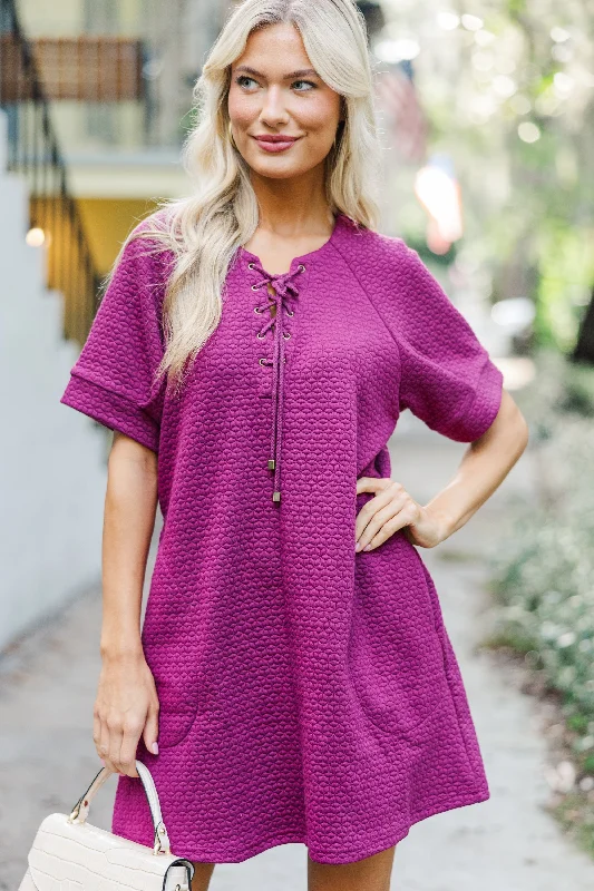 Feel This Way Plum Purple Textured Dress