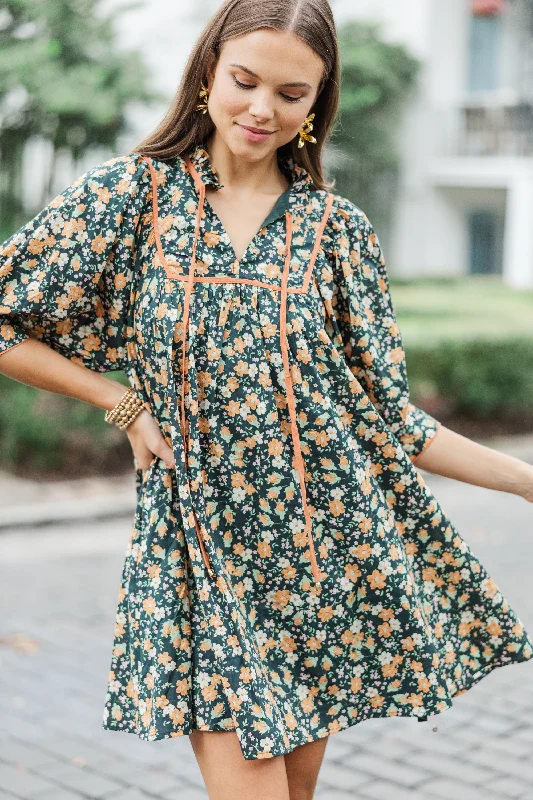 Figure It All Out Black Ditsy Floral Dress