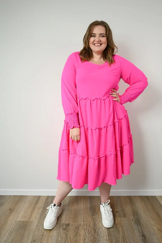 Isabella Dress - HOT PINK