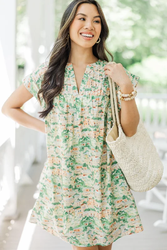 Live The Life Green Toile Dress