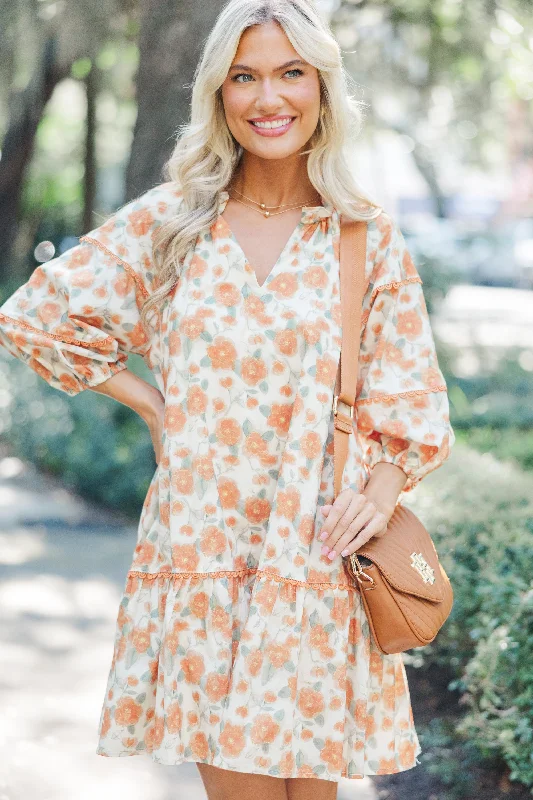 Live To The Fullest Persimmon Orange Floral Dress