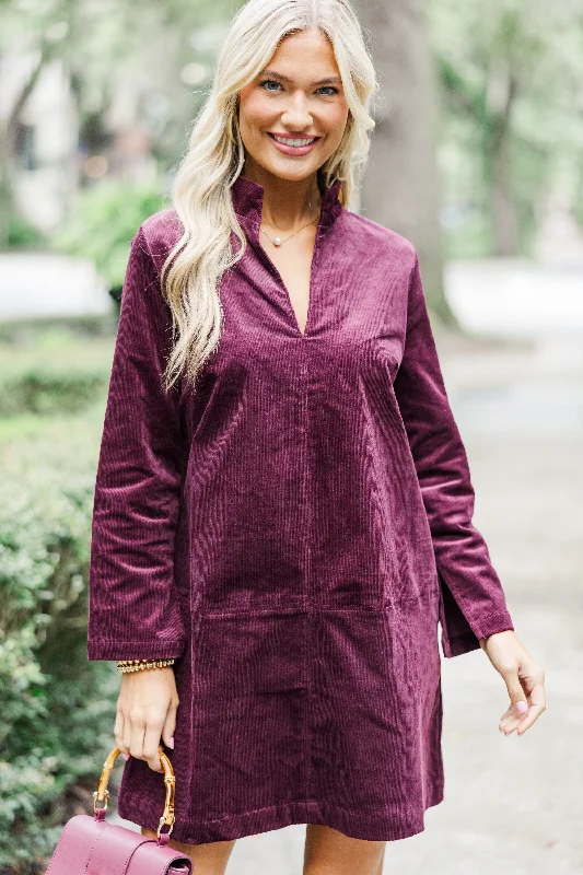 Make It Count Plum Purple Corduroy Dress