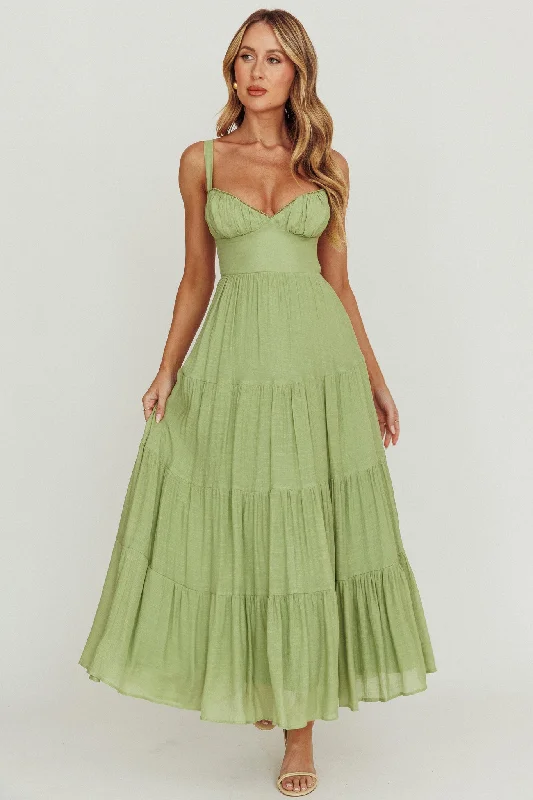 Neptune Cut Out Back A-Line Maxi Dress Sage