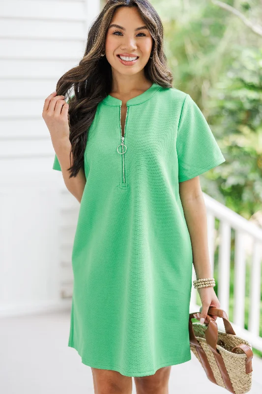 On The Go Green Textured Dress