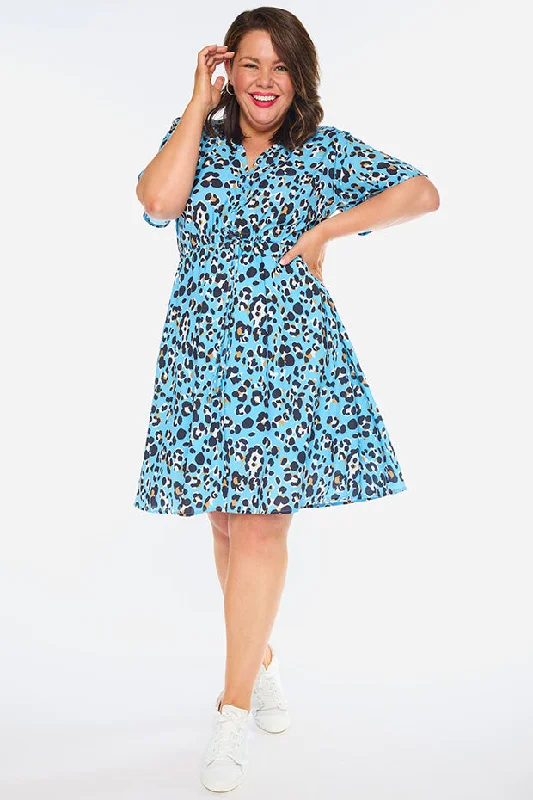 Siena Blue Leopard Dress