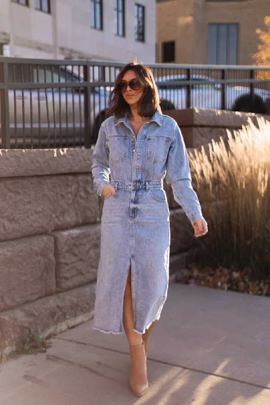 Take Me Out Denim Utility Dress