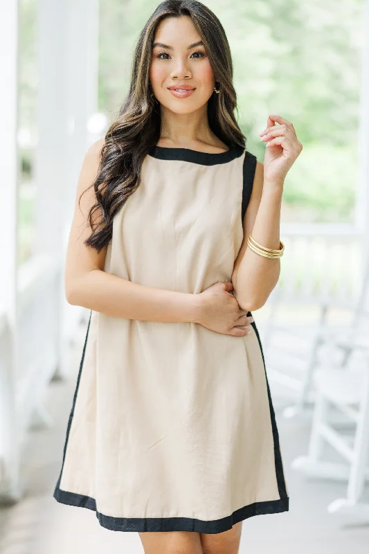 Take On The World Oatmeal Cotton Dress