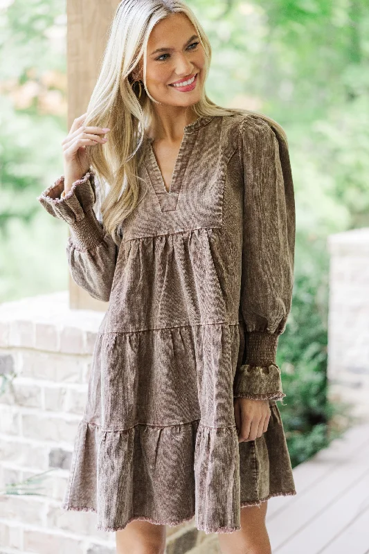 You've Got It Brown Corduroy Dress